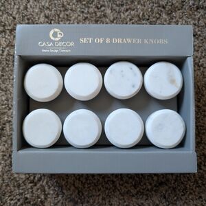 Casa Decor White Marble Drawer Knobs Set of 8